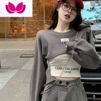 七斓御姐卫衣罩衫设计感上衣时尚套装女小个子港风吊带背心套