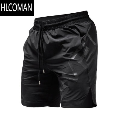 HLCOMAN健身运动训练跑步裤男士肌肉休闲透气速干五分裤修身系带短裤夏季