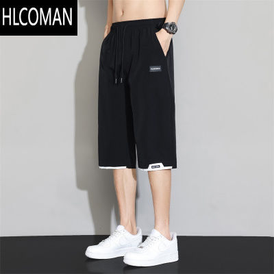 HLCOMAN冰丝七分裤子男士夏季薄款马裤工装直筒短裤宽松速干休闲运动中裤