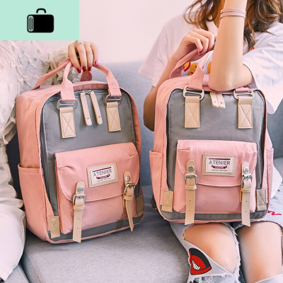 时尚潮双肩包女韩版背包高中初中生小学生书包帆布ins原宿ulzzangNEW LAKE