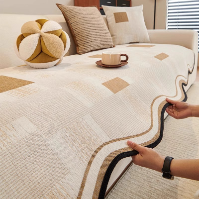 新款雪尼尔异形沙发垫四季通用一片式固定防滑高级感沙发盖布