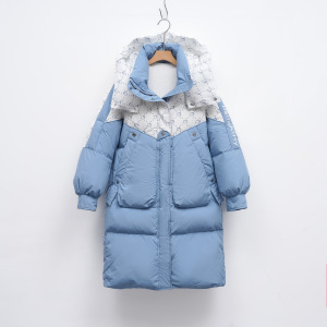 羽绒服新国标90绒女冬新款长款面包服保暖连帽撞色外套