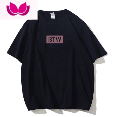 七斓短袖T恤男夏季薄款美式复古字母印花半袖ins潮牌情侣装体恤男女潮