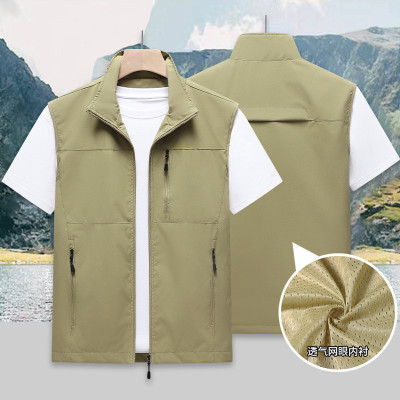 JPDUN新款户外多口袋速干钓鱼马甲男装薄款登山摄影防水马夹背心