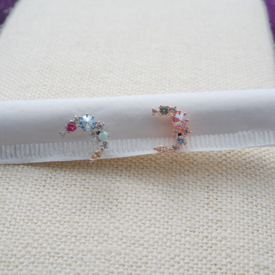 jda韩国进口耳钉气质彩钻月亮耳骨钉耳蜗钉单只粗针送女朋友老婆情人节七夕生日礼物