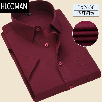 HLCOMANpo夏季白衬衫男短袖青年商务职业工装半袖蓝色衬衣男长袖工作服
