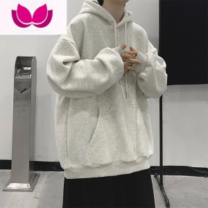 七斓连帽卫衣男2023新款纯色帽衫男生上衣美式高街宽松外套