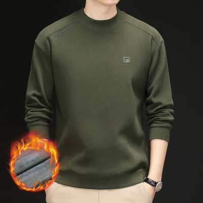 男士德绒打底衫半高领男式加绒T恤上衣中年爸爸加厚保暖衣男装T恤