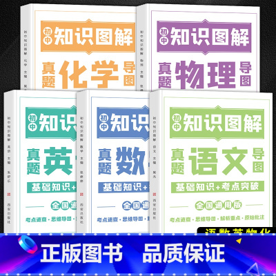 [套装5册]语文+数学+英语+物理+化学 初中通用 [正版]2024新版初中知识图解大全语文数学英语物理化学公式定理通用