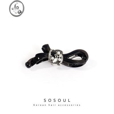 JiMi香蕉夹竖夹韩国简约水钻气质防滑扭夹马尾发夹小号发卡子后脑勺夹