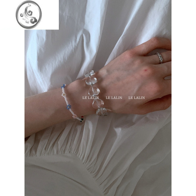 JiMiLE LALIN 2023定制夏日百搭 爱心水晶透明耳钉手链两件套