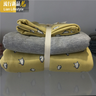 ins风棉针织棉卡通床上四件套儿童房床品单人三件套棉床笠款 三维工匠