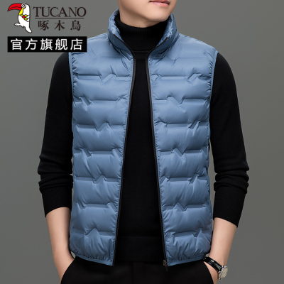 啄木鸟羽绒马甲男2024冬季新款轻薄背心保暖坎肩时尚立领外穿内胆