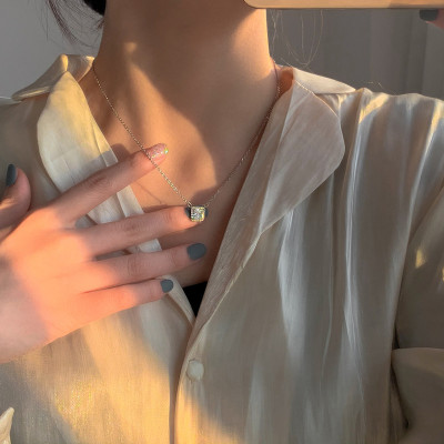 s925纯银简约闪钻项链女小众设计感网红超仙森系颈链锁骨链送女朋友老婆情人节七夕生日礼物