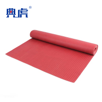 典虎 绝缘橡胶垫 红色条纹5mm*1.2m*5m 卷