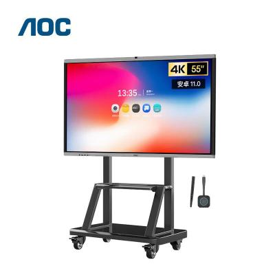 AOC 55英寸4K会议平板55T14MC+智能笔+投屏器+推车 触屏视频会议一体机内置摄像头麦克风电子白板