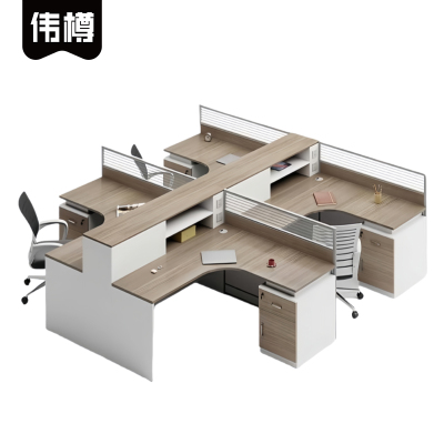 伟樽屏风办公桌四人位带四椅280*270*110cm套