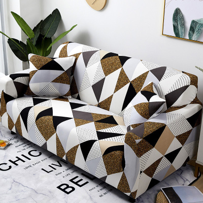 弹力懒人沙发套罩通用型全包萬能套简约布艺沙发垫全盖布 銮金 L形状组合沙发(贵妃XL码+沙发XL码)