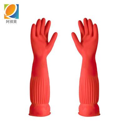 阿祺果 橡胶手套 45cm橘红色S-L(请备注尺码)双 45cm 橘红色S-L