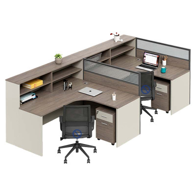 DXBG职员办公桌员工位卡座屏风位桌椅组合F型两人位含柜[不含椅]