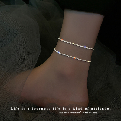 波光粼粼脚链女夏2023年新款潮不掉色网红ins小众脚环高级感百搭送女朋友老婆情人节七夕生日礼物