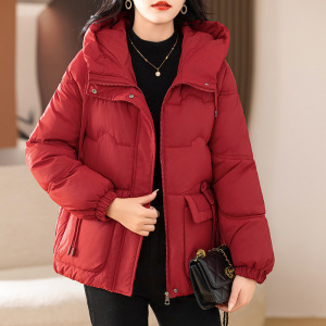 新款冬季洋气时尚短款棉服百搭棉袄女棉衣连帽加厚大码女外套