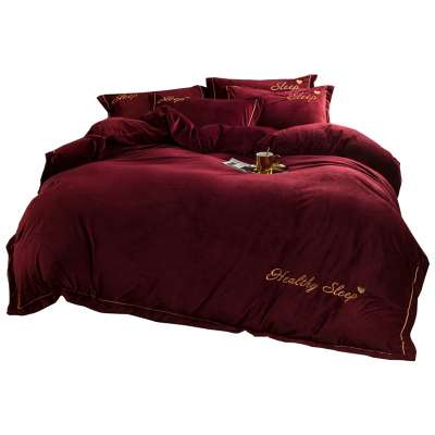 美帮汇被套单件简约 北欧毛毛被罩双面绒冬季加绒金丝绒一米八珊瑚绒