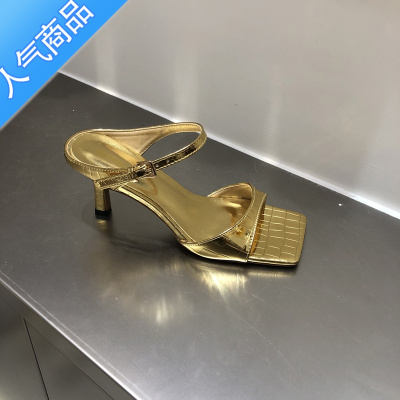 SUNTEK欧美风高跟凉拖鞋女外穿2023年新款夏季细跟方头露趾仙女百搭凉鞋