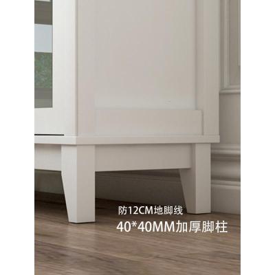 森美人美式简约现代书柜带玻璃收纳柜北欧落地书架客厅储物柜窄卧室柜