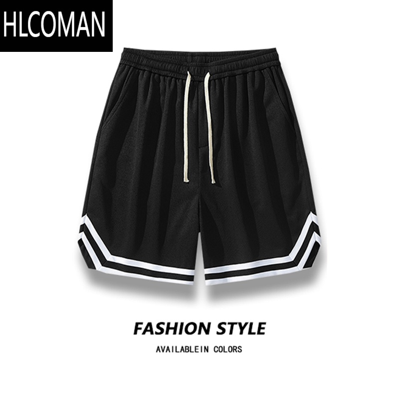 HLCOMAN篮球短裤男夏季薄款冰丝宽松休闲马裤居家睡裤五分大裤衩沙滩运动