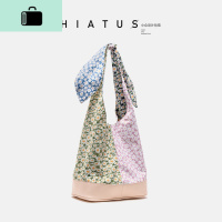 夏季甜美小雏菊包包花朵拼色绳结水桶手提碎花布包单肩大包NEW LAKE 粉色女斜挎包