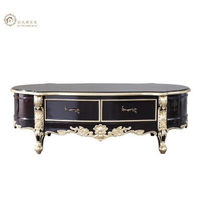 欧式新古典实木花轻奢后现代美式多功能茶几样板房储物茶几家具