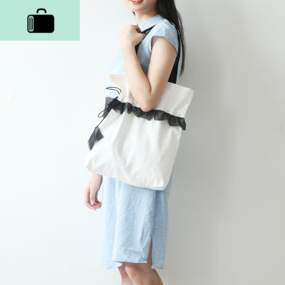 新款ulzzang帆布包女单肩简约原宿森系百搭文艺布袋学生日系韩版NEW LAKE女士单肩包