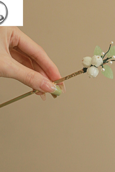 JiMi新中式铃兰花发簪女古风高级感旗袍头饰发张簪子发詹简约现代发饰