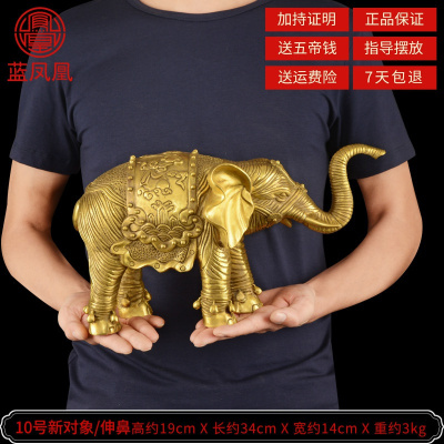 美帮汇铜象摆件铜大象象一对吸水象特大号铜象工艺品 10号新对象伸鼻单只