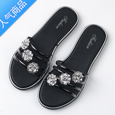 SUNTEK拖鞋女2023年新款外穿夏季半拖时尚花朵沙滩鞋凉鞋平底休闲一字拖