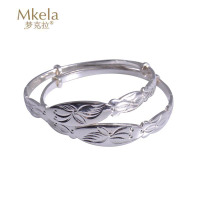 梦克拉Mkela 足银儿童手镯花辰系列 S990银手镯 宝宝手镯 生日礼物 百天礼物 周岁礼物