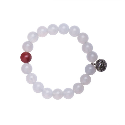 梦克拉 S925银玛瑙手链 云间月 红玉髓白玉髓手串