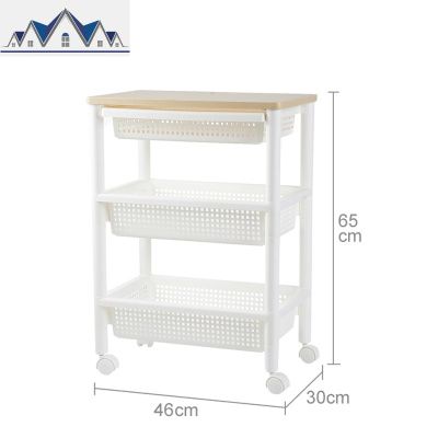 厨房落地置物架可移动收纳架多层置地式调料架塑料储物车带轮架子 三维工匠