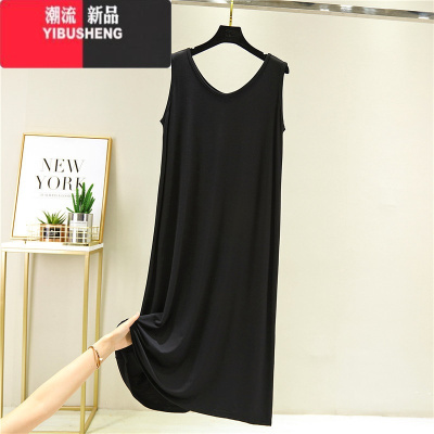 YIBUSHENG季睡裙女吊带莫代尔无袖中长款睡衣宽松睡袍中年妈妈背心连衣裙