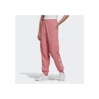 Adidas高弹收口运动裤女宽松直筒九分束脚慢跑裤复古玫瑰色潮流百搭