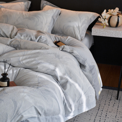 亚麻大提花贡缎磨毛床上四件套秋冬加厚 感床单被套床笠床品