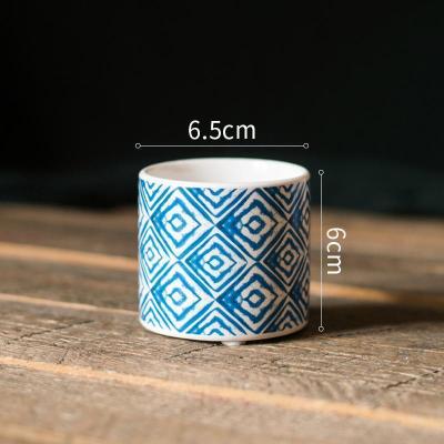 美帮汇蓝印花陶瓷花器 花盆花瓶 扎染蜡染装饰摆件笔筒杂物收纳 扎染瓷瓶—透视纹(小) 大