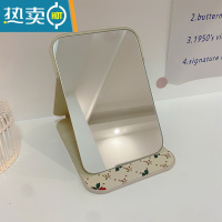 敬平随身便携公主镜皮质复古折叠镜卧室宿舍桌面台式化妆高清梳妆镜子便携式用镜 小号
