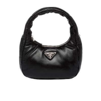 普拉达(PRADA)女士纳帕皮革单肩包迷你小巧金属五金可拆卸肩带三