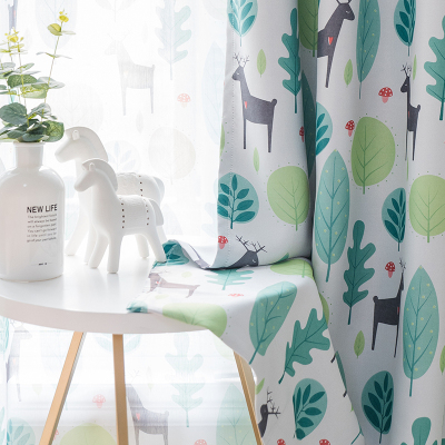 家柏饰(CORATED)北欧风窗帘遮光田园清新儿童男孩卧室简约现代棉麻窗帘布成品布料