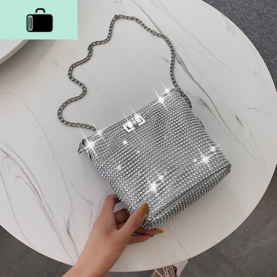 ins超火小包包女2020新款夏天闪闪chic水桶包韩版水钻链条斜挎包NEW LAKE女士单肩包
