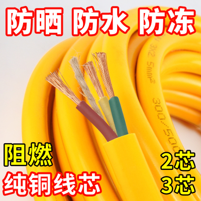 BONJEAN国标铜芯电源线2芯芯电缆线RVV1.5 2.5平方电线牛筋线家用护套线