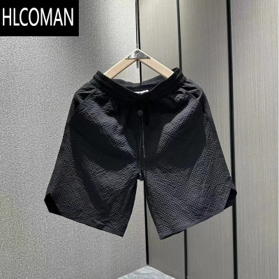 HLCOMAN夏季男士中性风泡泡格百搭休闲短裤时尚糖果色速干宽松沙滩五分裤