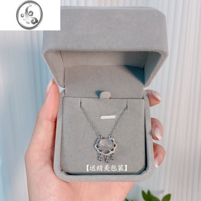 JiMiS925银如意平安锁项链女轻奢小众设计高级感锁骨链送闺蜜生日礼物